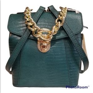 Divina Firenze Trilli Backpack Italian Leather Green Convertible Mini Ba…